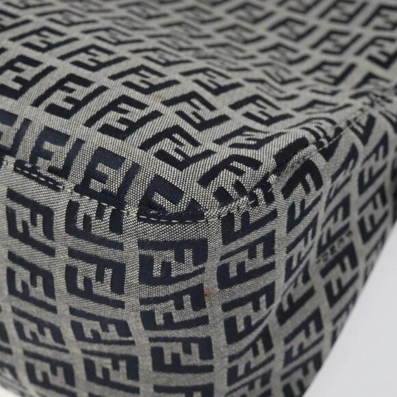 FENDI Zucchino Canvas Mamma Baguette Shoulder Bag Navy Auth 113562V - Picture 5 of 16